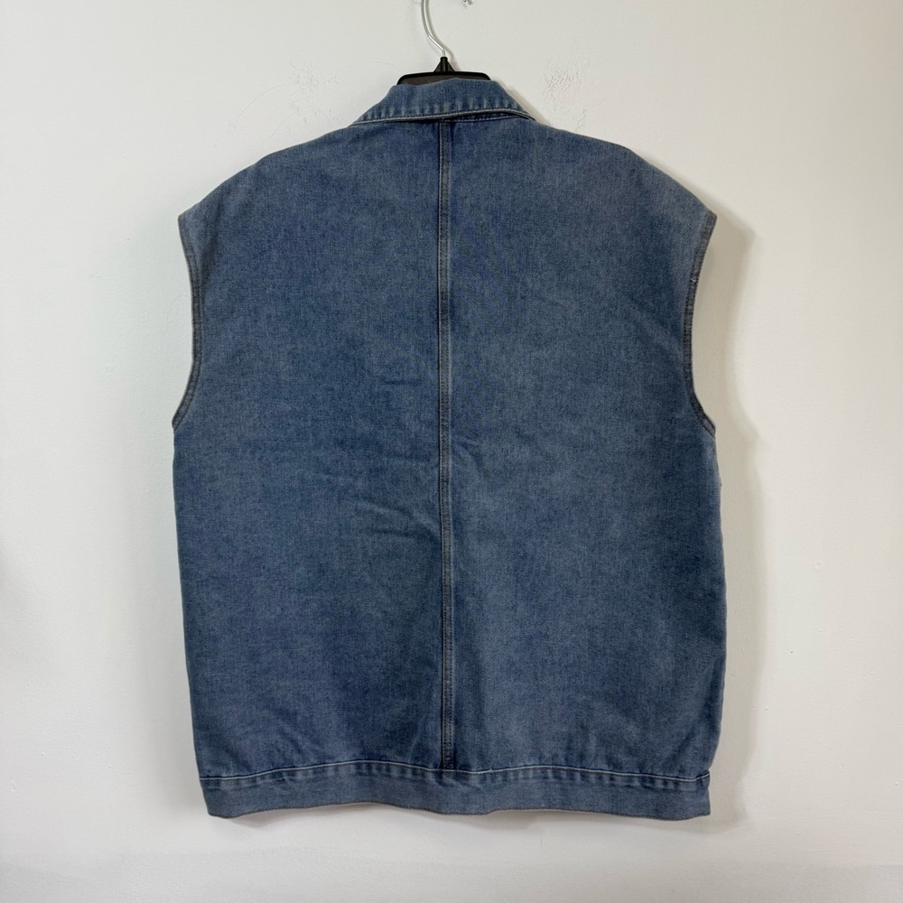 Vintage Aesthetic Oversized Blue Utility Vest XL Large Cargo Pockets - Picture 5 of 7